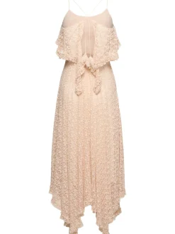 Vestito midi in pizzo di misto cotone drappeggiato