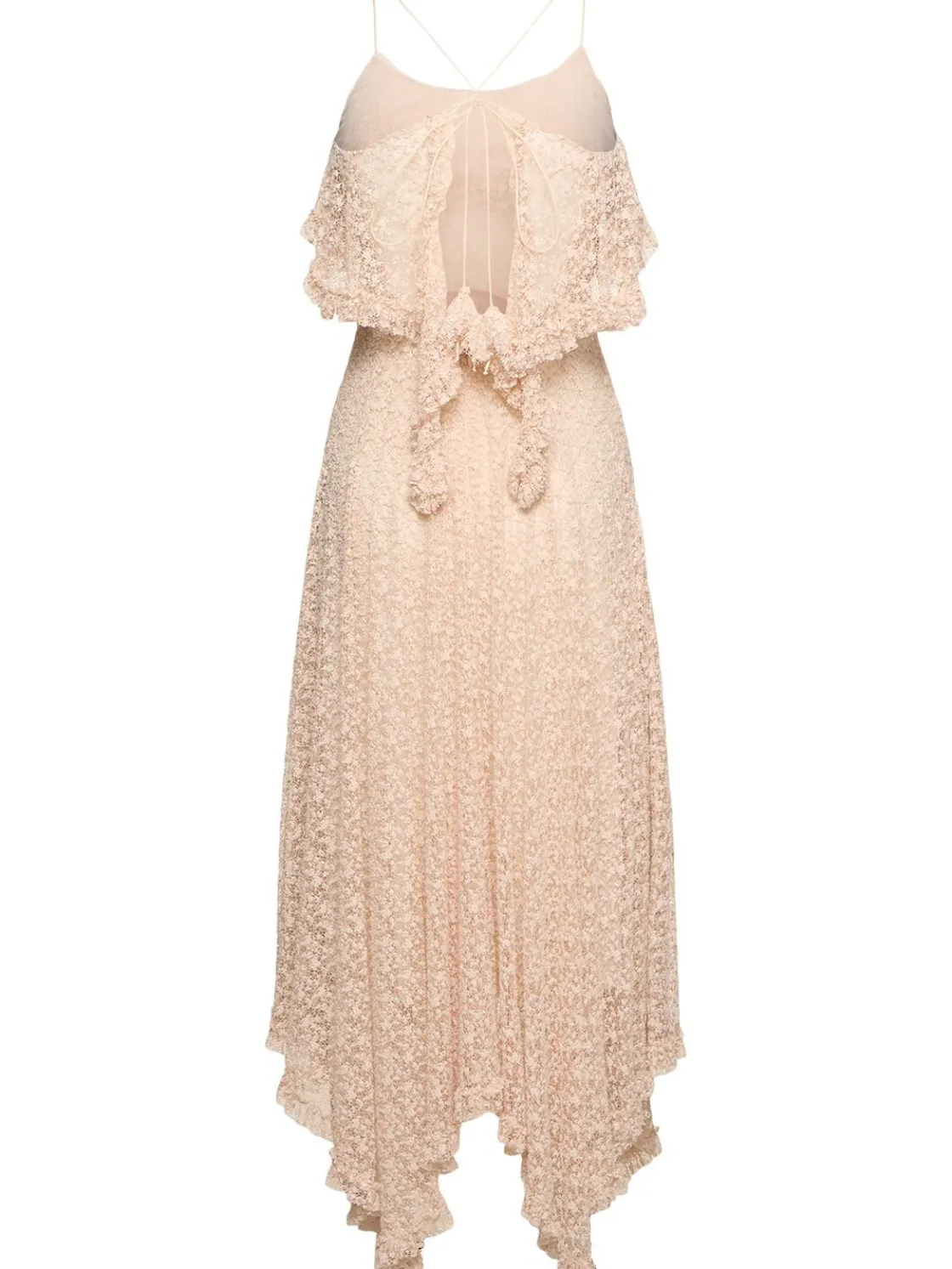 Vestito midi in pizzo di misto cotone drappeggiato