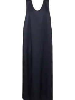 Vestito midi in raso con spilla