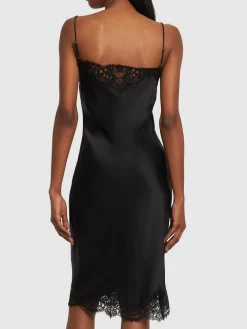 Vestito midi in raso e pizzo