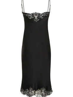 Vestito midi in raso e pizzo