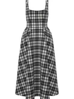 Vestito midi in tartan di lana
