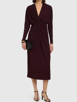 Vestito midi Mathilde in viscosa drappeggiata