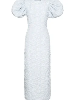 Vestito midi Ruby jacquard con maniche a sbuffo
