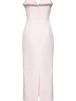 Vestito midi senza spallini in crepe decorato