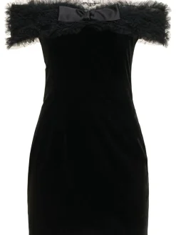 Vestito mini con spalle scoperte in velluto