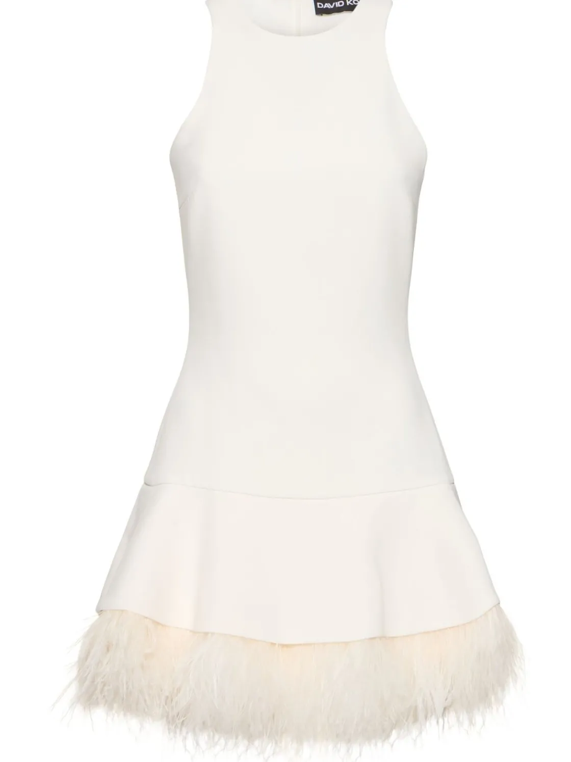 Vestito mini in cady con piume