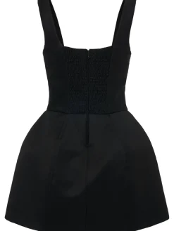 Vestito mini in raso di lana drappeggiato