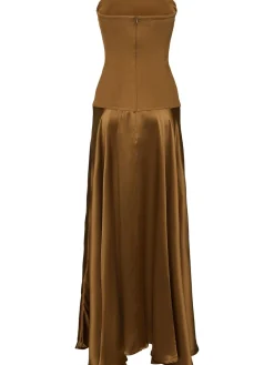 Vestito senza spalline Illi in raso e jersey