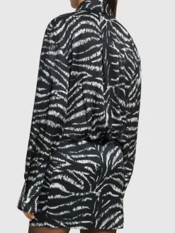 Vestito Silvye in raso con stampa zebra