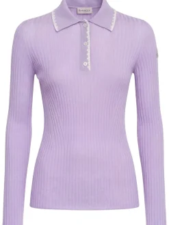 Virgin wool long sleeve polo shirt