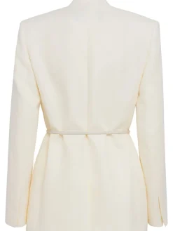 Viscose & linen jacket w/ leather belt