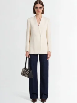 Viscose & linen jacket w/ leather belt